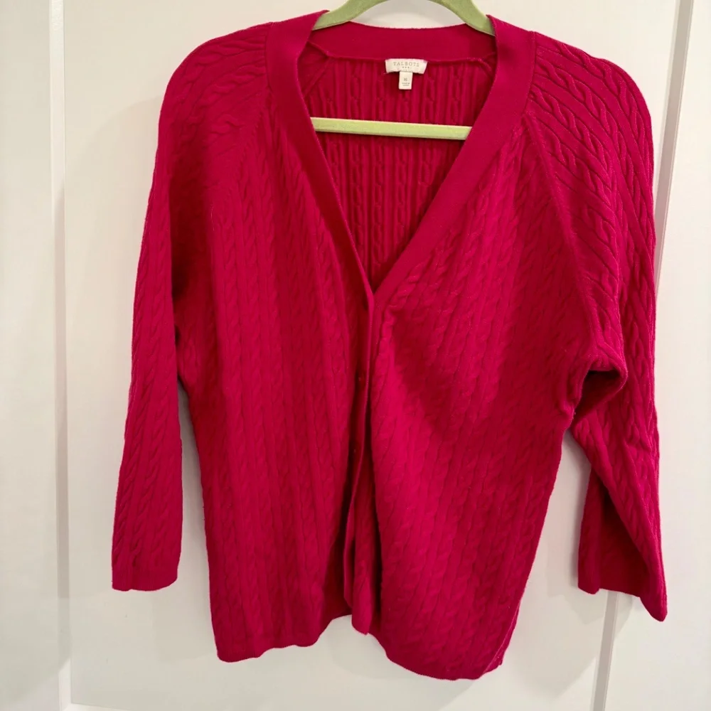 Talbots ,Raspberry Color, cardigan sweater, XL - Picture 2 of 4